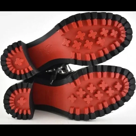 ISO Christian Louboutin Fanny 70 Black Calf Leather Fur Heel Combat Boots.8-8.5 - Picture 4 of 7